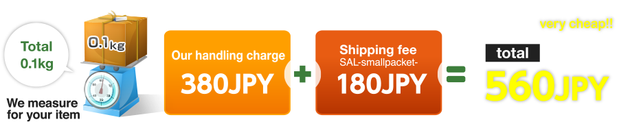 We measure for your item Our handling charge 380 JPY Shipping fee SAL-smallpacket-180 JPY  total 560 JPY